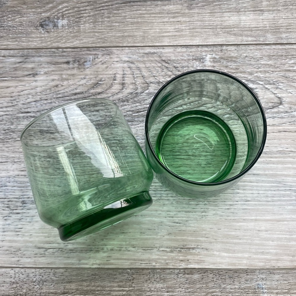 Vintage Green Glass Tumbler Drinkware Set